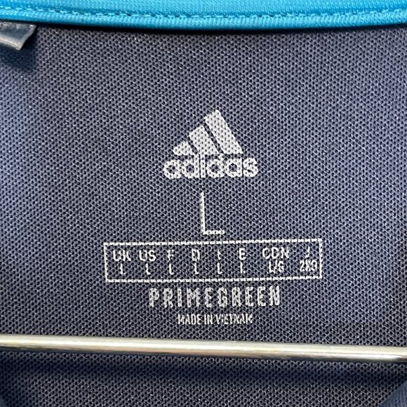 adidas Men Primegreen Colorblock Essentials UPF 1/4 Zip Pullover Stretch Blue L - Picture 6 of 13